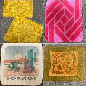 Vintage washcloths retro Multicolor printed towels vintage towels